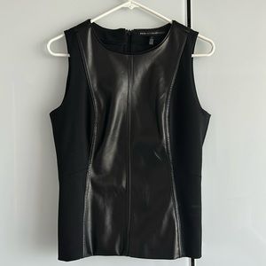 Faux leather and stretch material sleeveless top.